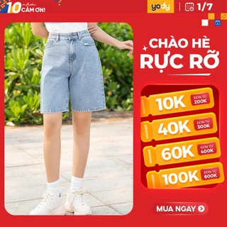 Quần jeans nữ YODY lửng cạp cao ống rộng SJN3052