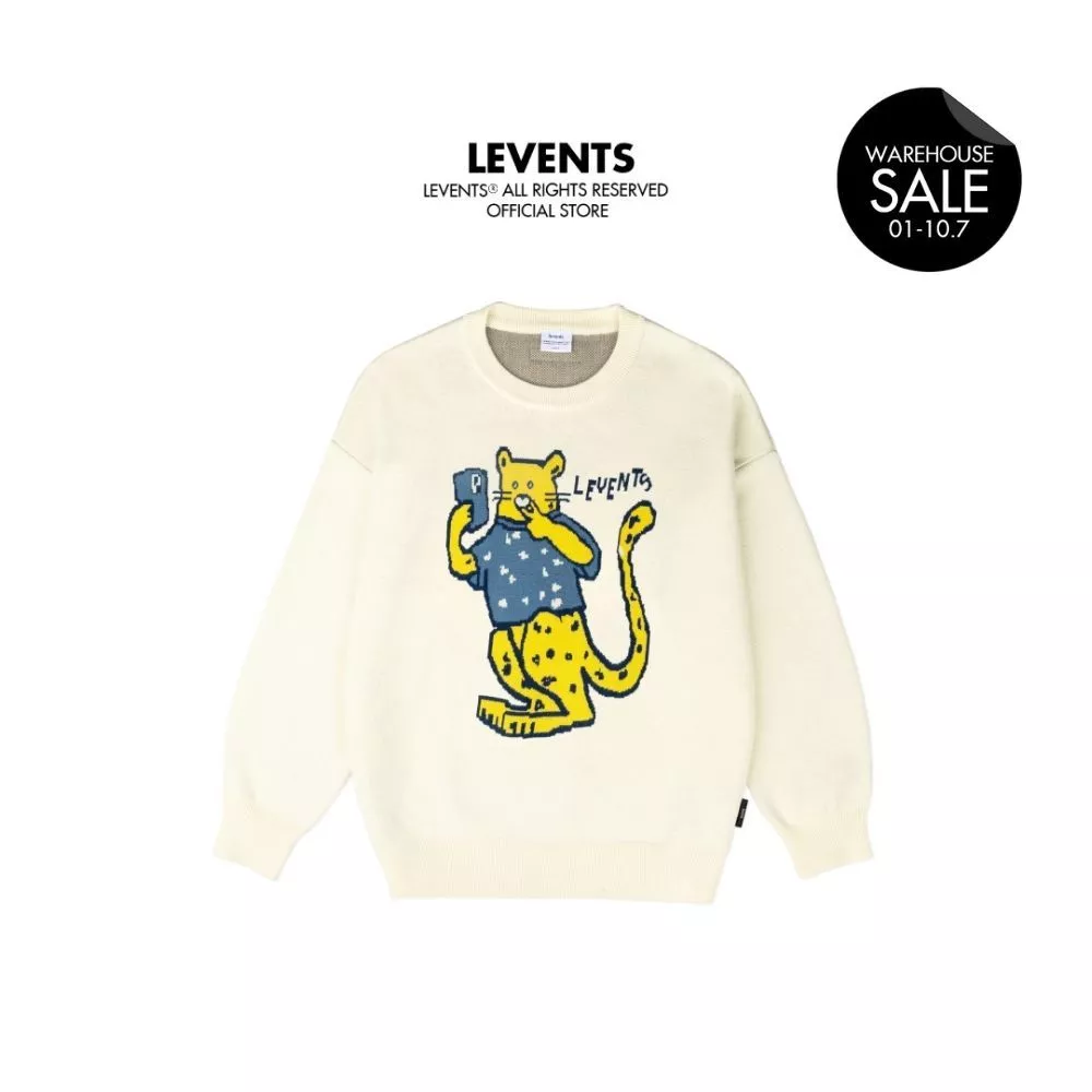 Áo Sweater Len Levents "My Animals" Series Panther/ Cream