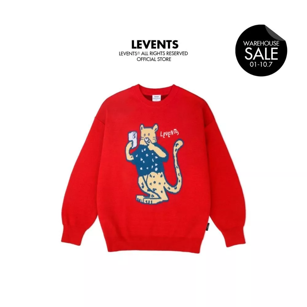 Áo Sweater Len Levents "My Animals" Series Panther/ Red