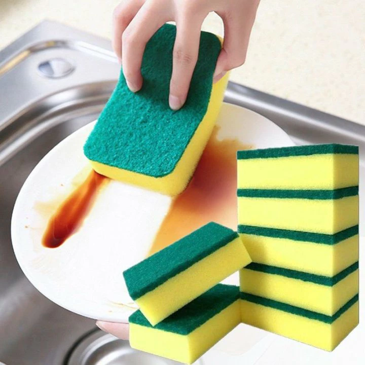 COMBO 3 Miếng rửa chén bát 2 mặt xanh vàng tiện dụng -BA99
