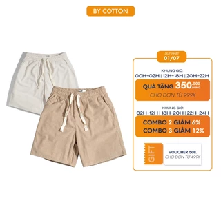 Quần Short Nam Nhung Tăm Cao Cấp 2 Màu Nâu và Kem BY COTTON