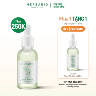 Serum Rau má và Diếp cá Herbario 30ml sạch mụn, thuần chay