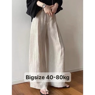 Quần suông ống rộng cạp cao mềm mịn mát ( có bigsize 40-75kg)  chất linen lên chuẩn form ,-QĐGR- Mã 22