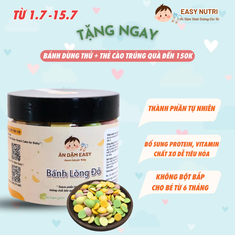 Bánh ăn dặm cho bé 6 tháng lòng đỏ rau củ giàu dinh dưỡng bổ sung protein, chất xơ, canxi, vitamin cho bé - Ăn Dặm Easy