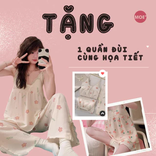 SẴN_TẶNG KÈM QUẦN ĐÙI_Bộ Ngủ Mặc Nhà Hai Dây Ren Girly ( có đệm lót áo)_Có BIGSIZE