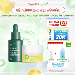 Bộ đôi Sạch Mụn Mờ Thâm kem mụn trà nghệ & serum mụn tràm trà GUO