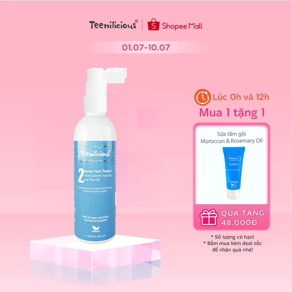 Nước Cân Bằng Da Dạng Xịt Teenilicious Face Toner Dành Cho Da Mụn và Nhạy cảm - Chai Xịt 100ml