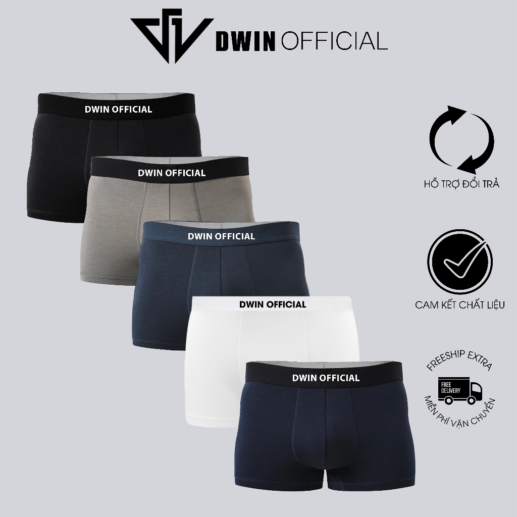Combo 5 quần lót nam DWIN sịp đùi kháng khuẩn cao cấp boxer tam giác vải thun…