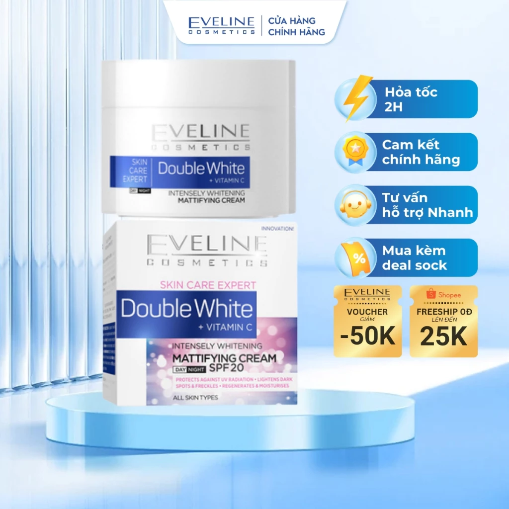 Kem dưỡng Eveline trắng gấp đôi Vitamin C ngày + đêm 50ML