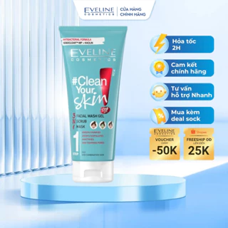 Gel rửa mặt Eveline Clean Your Skin ngừa mụn 3 tác động 200ML