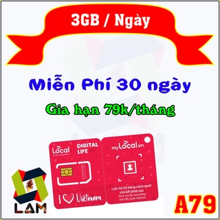 Sim Mobifone Local A79 (3GB/Ngày), A119 (6GB/Ngày). Miễn Phí 30 Ngày