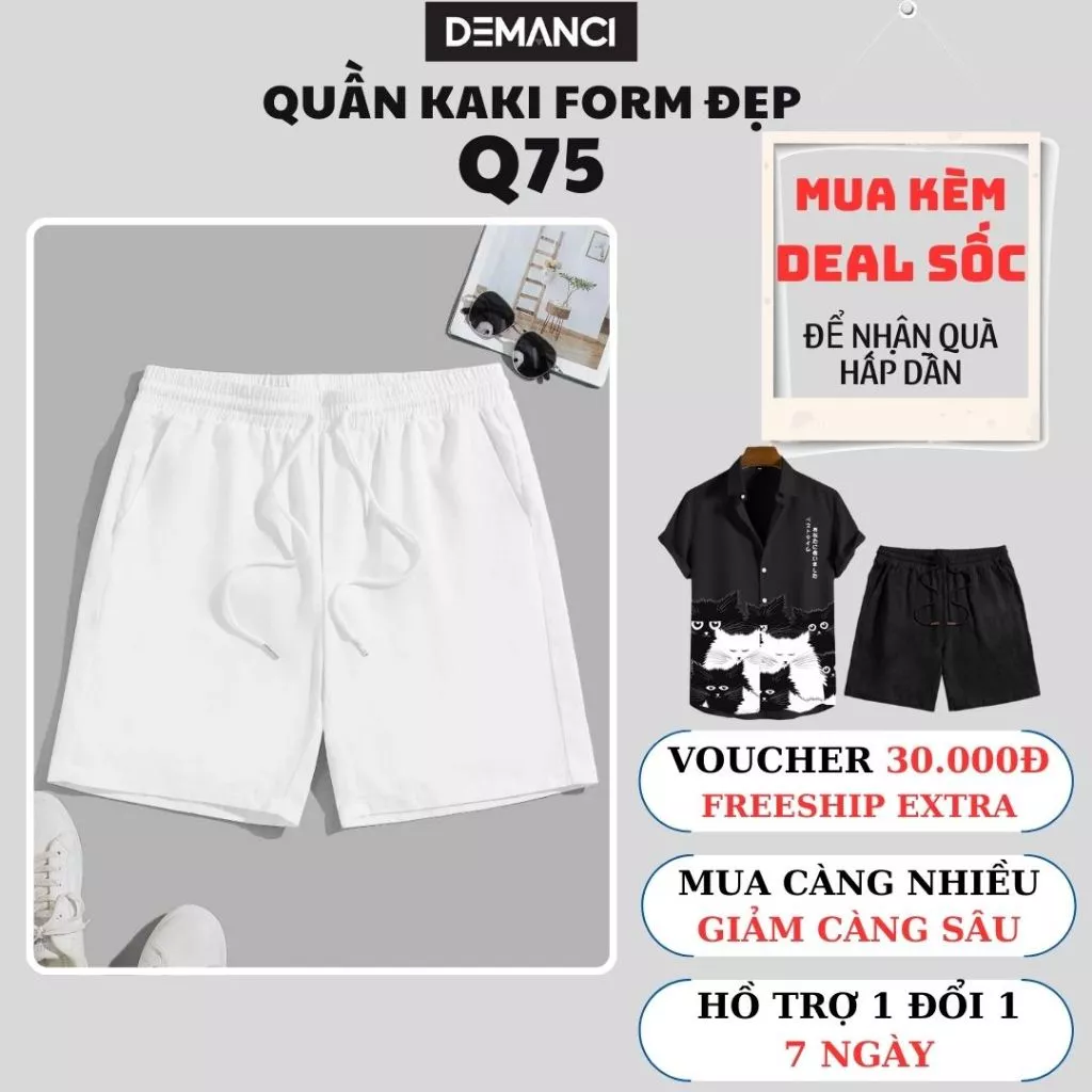 Quần Short kaki lưng chun có dây rút xịn, form ngắn trên gối, chất vải kaki dày dặn [Q75]