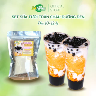 Set Sữa tươi Trân châu Đường đen 12-15 Ly 94 Farm