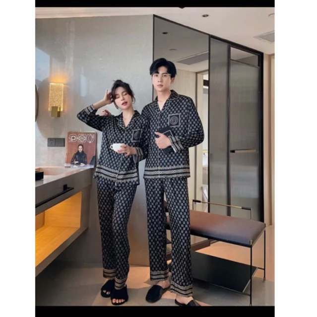 bộ quần áo ngủ  thiết kế  pijama dài tay sang chảnh chất lụa cao cấp sz từ 40-88kg