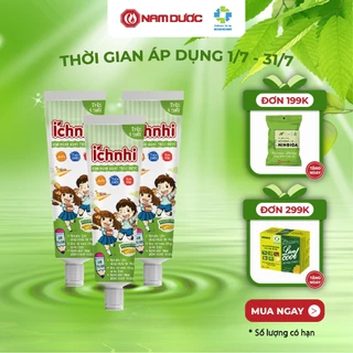 Combo 3 tuýp Kem đánh răng trẻ em thảo dược Ích Nhi dưa gang tuýp 75g cho bé trên 6 tuổi, chăm sóc răng miệng cho bé