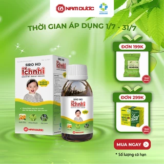 Siro ho cảm Ích Nhi chai 90ml không đường hỗ trợ giải cảm, giảm ho, sổ mũi, tiêu đờm, cho trẻ nhỏ, bà bầu