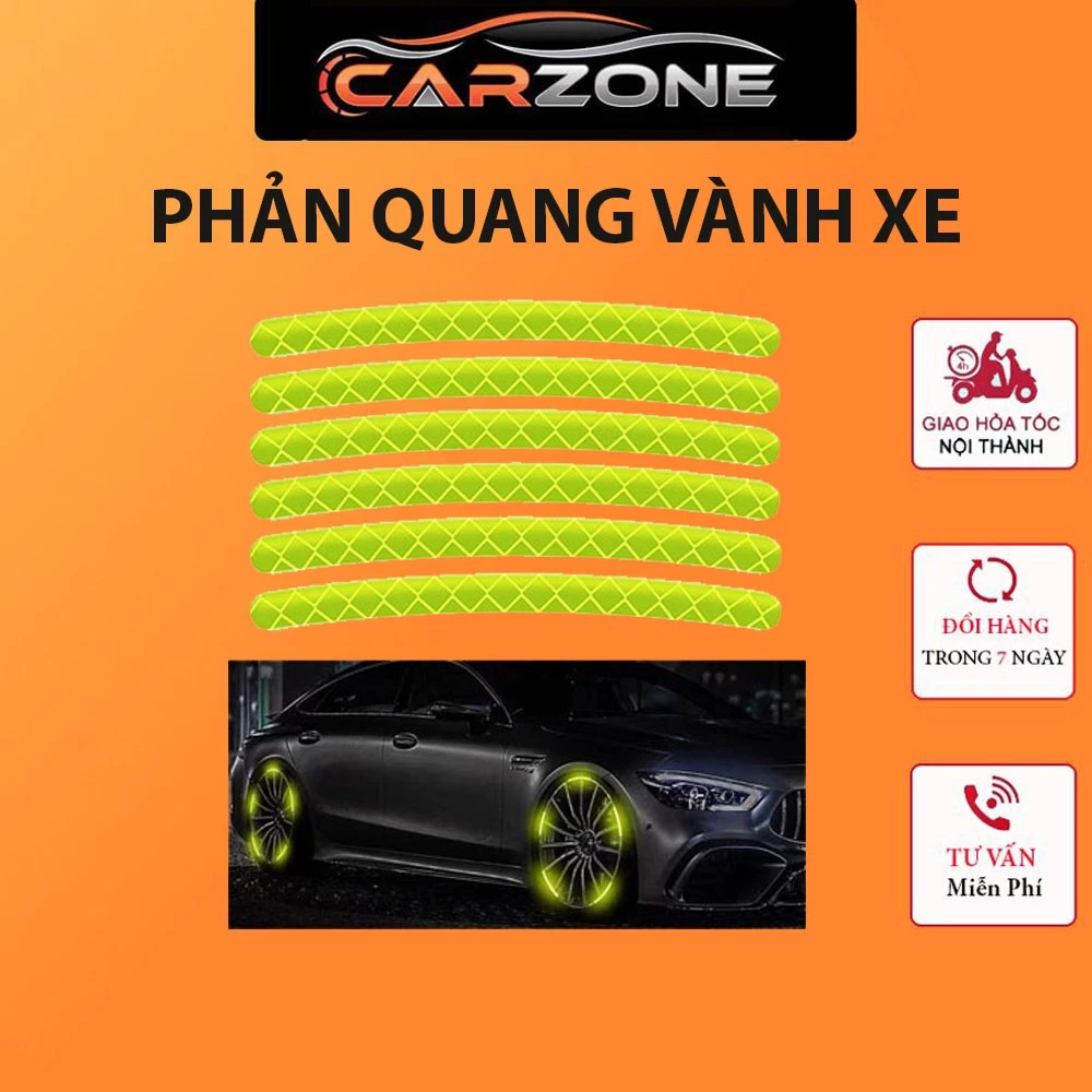 Bộ 12 Miếng Dán Phản Quang Trang Trí Vành Bánh Xe Ô Tô