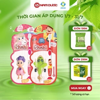 Bàn chải đánh răng cao cấp Ích Nhi cho trẻ em (dưới 6 tuổi) kèm đồ chơi cho bé, lông siêu mềm mịn, kháng khuẩn 99.9%