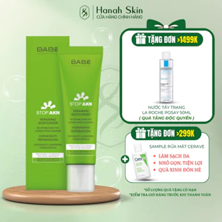 Kem dưỡng ẩm phục hồi cho da mụn và nhạy cảm BABE LABORATORIOS STOP AKN Repairing Moisturiser 50ml