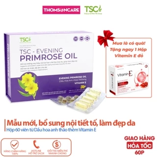 Viên uống tinh dầu hoa anh thảo bổ sung nội tiết tố, Evening Primrose Oil TSC làm đẹp da, cấp ẩm - Hộp 60v Thomsoncare