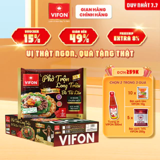 [VOUCHER đến 80K]-Thùng 20 gói Phở trộn Long Triều Bò tái lăn/ Hải sản cay Chất lượng xuất khẩu VIFON 90gr/gói