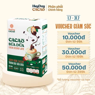 Bột Cacao Sữa Dừa Heyday - Hộp 12 gói x 20g - Đậm vị cacao thượng hạng và thơm béo sữa dừa tốt cho sức khoẻ