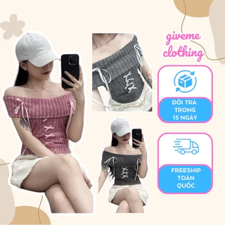 Áo Trễ Vai Beryl Đính Nơ Phong Cách Coquette Giveme.clothing_saigon