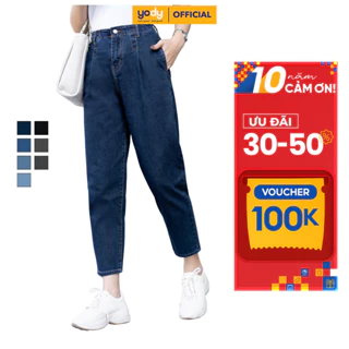 Quần jean nữ YODY dáng baggy cạp cao nhiều màu co giãn mềm mại QJN3076