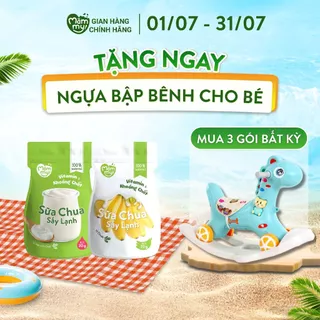 Combo tập nhai 2 gói sữa chua vị chuối và vị nguyên bản, viên tròn chống hóc, cho bé từ 6 tháng tuổi - 20gr 2gói x 20gr