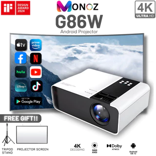 Máy chiếu MONOZ G86 Có thể bảo vệ 12000 lumens FULL HD Android 1080P WIFI LCD Led Protable Projector