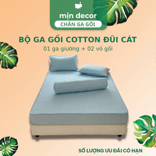 Ga Gối Cotton Đũi Cát Trần Mịn Decor, Bộ Drap Giường Chần Bông Kích Thước 1m6 1m8 2m2