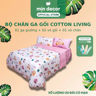 Chăn Ga Gối Cotton Living MỊN DECOR Mềm Mát Bo Chun Miễn Phí (Không Kèm Ruột) - Họa Tiết Dễ Thương (2)