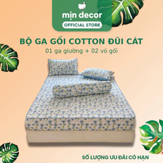 Ga Gối Cotton Đũi Cát Trần Mịn Decor Bộ Drap Giường Chần Bông Kích Thước 1m6 1m8 2m2