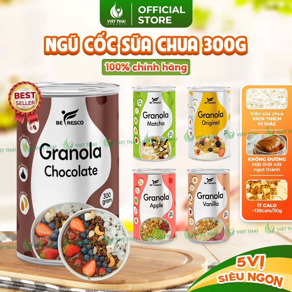 Ngũ Cốc Giảm Cân Ăn Sáng Ăn Kiêng Vị Trái Cây Mix Sữa Chua Sấy Khô Siêu Ngon Befresco 300G (Việt Thái Organic)