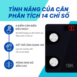 Cân sức khỏe điện tử thông minh chính hãng đo, phân tích 14 chỉ số cơ thể 1SK siêu bền, cân siêu chuẩn, kính cường lực