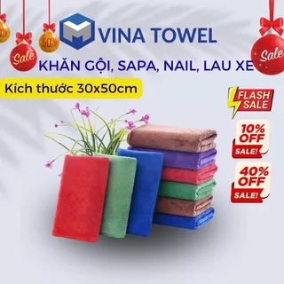 Khăn đa năng Kích thước 30x50cm Khăn nail, lau xe ô tô Vina Towel siêu mềm,siêu thấm hút không ra bụi bông