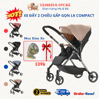 [TẶNG QUẠT 360] Xe Đẩy Cho Bé Sơ Sinh LK COMPACT, Thiết Kế Đẩy 2 Chiều, Chỉnh Nhiều Tư Thế, Gấp Gọn Dễ Dàng, Siêu Nhẹ