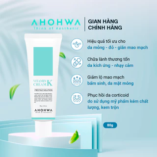 Kem Dưỡng Phục Hồi Ahohwa Vitamin K Cream 80g - Phục Hồi Da Mỏng Đỏ, Giãn Mao Mạch, Làm Dịu Da, Mờ Sẹo