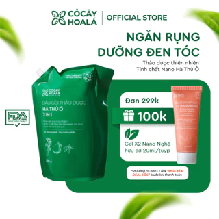 Dầu Gội Thảo Dược Cỏ Cây Hoa Lá Hà Thủ Ô 2in1, Kích Mọc Tóc, Dưỡng Tóc Đen Mượt Túi Refill 2000gr - Dành cho tóc bạc sớm