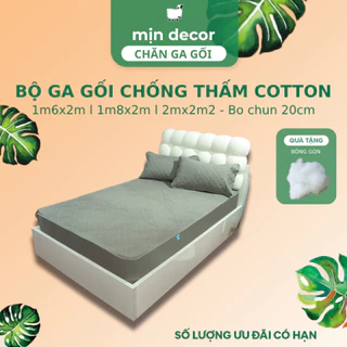 Bộ Ga Gối Cotton Chống Thấm Mịn Decor Mềm Mịn Chống Nước Kích Thước 1m6x2m l 1m8x2m l 2mx2m2 Đệm Dưới 20cm