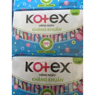 HCM- (15cm Không Cánh) - Date 2027 - 1 Gói Băng Vệ Sinh Kotex Hàng Ngày Kháng Khuẩn 20 Miếng/Gói - Hsd mới