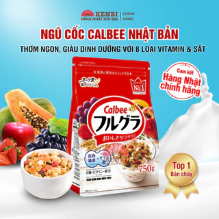 Ngũ cốc Calbee đỏ hoa quả & hạt sấy khô ăn sáng đầy đủ dinh dưỡng chuẩn nội địa Nhật Kenbi