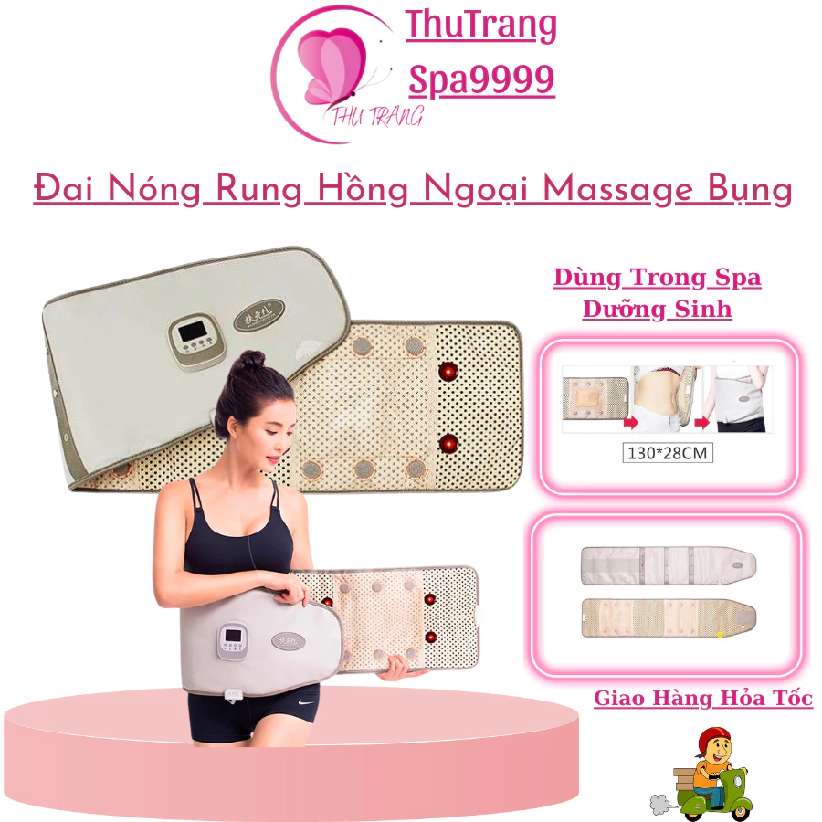 Đai Hồng Ngoại, Quấn Nóng Rung Massage Bụng Giảm Béo Hồng Ngoại Chính Hãng Bảo Hành 12 Tháng.