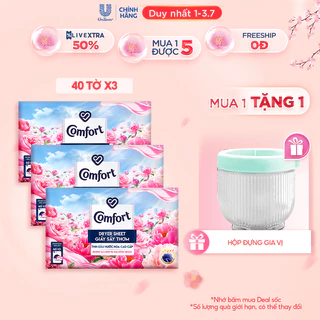 Combo 3 Hộp Giấy Thơm Comfort Hương Mẫu Đơn Và Hoa Hồng Ohara 40 tờ/hộp, Dành Cho Máy Sấy Quần Áo, Tủ Quần Áo