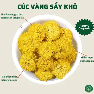 Hoa cúc vàng sấy khô,Trà cúc (Trà hoa cúc) dùng pha trà, giúp thanh nhiệt, làm đẹp, cải thiện sức khoẻ tim mạch, an thần