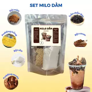 Set nguyên liệu tự pha milo dầm cacao trân châu, hai loại pudding chocolate, trứng, hương vị cacao Carrot House.