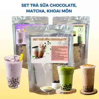 Trà sữa matcha khoai môn socola nguyên liệu trà sữa tự pha thơm ngon chuẩn vị Carrot House set 6-8 ly.