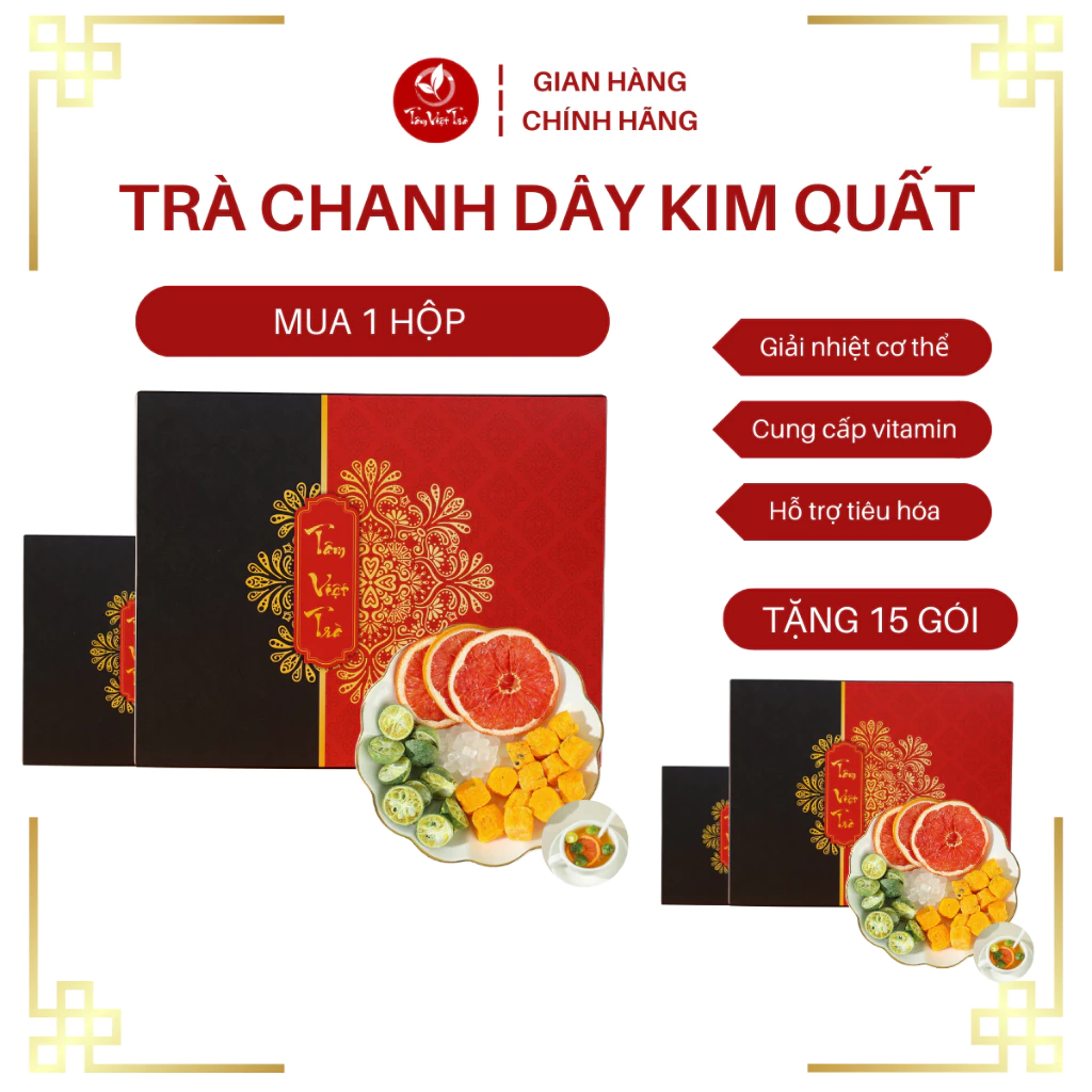 [TẶNG HỘP 15 GÓI] [SET 30 GÓI] Trà Chanh Dây Kim Quất Tâm Việt Trà, Trà Giải Nhiệt, Thanh Lọc Cơ Thể