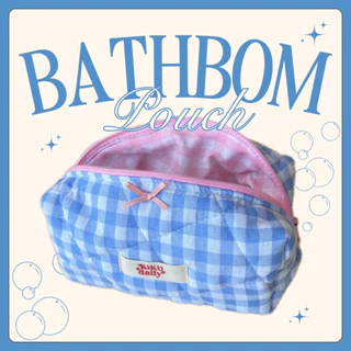 Bath Bom Pouch - Túi vải chần bông Kikidaily mềm xốp, hoạ tiết phối màu dễ thương