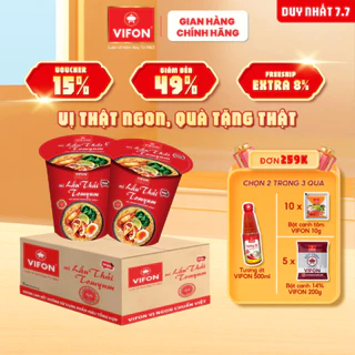 [VOUCHER đến 80K]-Thùng 24 Ly Mì VIFON Lẩu Thái Tomyum/ Lẩu Thái Tôm/ Tôm chua cay/ Bò/ Gà/ Chay Sala 60gr/ ly